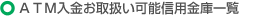 ATM入金お取扱い可能信用金庫一覧