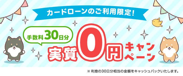 カードローンのご利用限定！手数料30日分実質0円キャンペーン