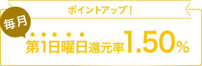 ポイントアップ！ 毎月第1日曜日還元率1.50%