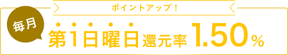 ポイントアップ！ 毎月第1日曜日還元率1.50%