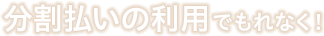 分割払いの利用でもれなく！
