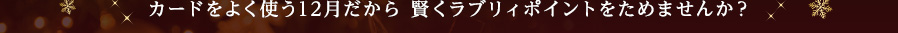 カードをよく使う12月だから 賢くラブリィポイントをためませんか？