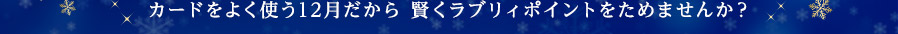 カードをよく使う12月だから 賢くラブリィポイントをためませんか？