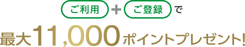 ご利用+ご登録で最大11,000ポイントプレゼント！