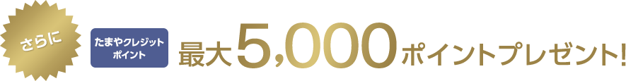 さらにたまやクレジットポイント最大5,000ポイントプレゼント！