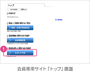 会員専用サイト「トップ」画面